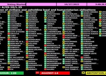 Rezoluta për ndihmën e civilëve në Palestinë/ Amerika kundër, Shqipëria dhe Ukraina abstenim