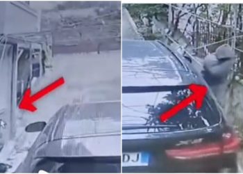 VIDEO/ Momenti kur hajduti futet nga dritarja në banesën e gardistit dhe i vjedh armën e shërbimit