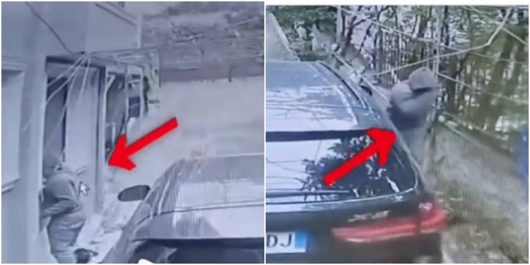 VIDEO/ Momenti kur hajduti futet nga dritarja në banesën e gardistit dhe i vjedh armën e shërbimit
