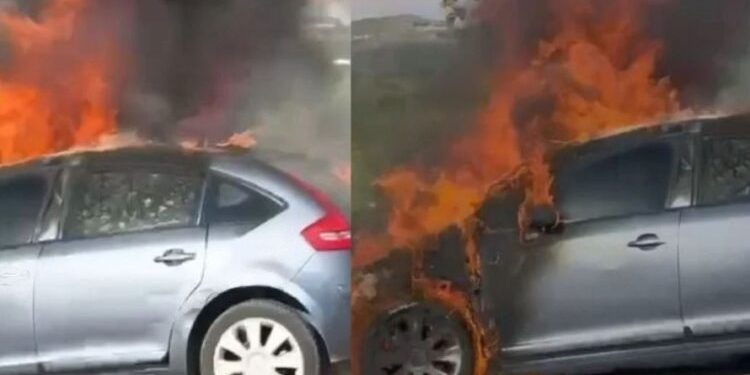 Dyshohet një shkëndijë elektrike, shkrumbohet makina në autostradën Vlorë-Levan