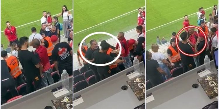 Ofenduan Strakoshën për golin e pësuar, vëllai i portierit ‘përplaset’ me tifozin (Video)