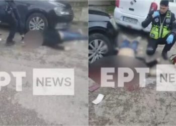 Vrasja e shqiptarit në Athinë, publikohen pamjet nga vendi i ngjarjes, viktima i shtrirë në tokë