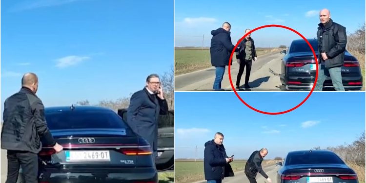 VIDEO/ Vuçiç i shpëtoi aksidentit, pamjet kur del nga makina duke folur në telefon