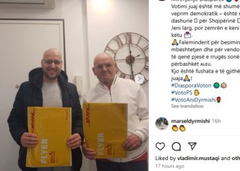 Emigrantët i çojnë votën me prova kandidatit të Rilindjes, ai i poston me krenari në Instagram