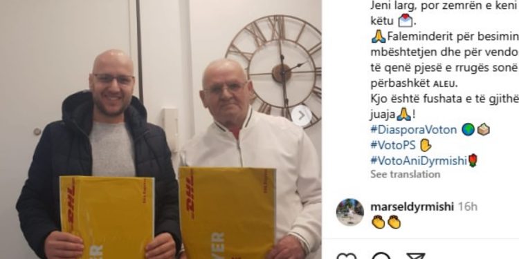 Emigrantët i çojnë votën me prova kandidatit të Rilindjes, ai i poston me krenari në Instagram