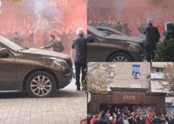 Përballja Shqipëri-Angli/ Tifozët kuq e zi ndezin amosferën në rrugët e Tiranës (VIDEO)