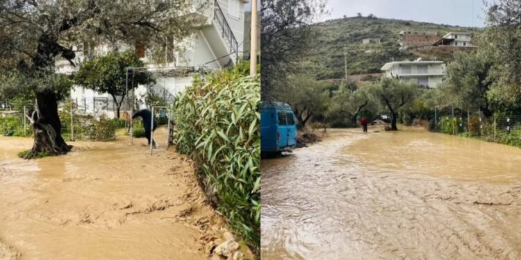 Moti i keq/ Përmbytje masive në Qeparo, bllokohen rrugët