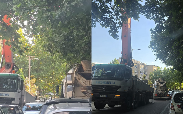 FOTO/ Bllokohet rruga “Ali Demi”, kush po i rikthen betonieret dhe kamionët në Tiranë