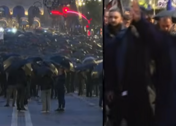 Nis protesta e PD-së, qytetarët marshojnë me çadra në shesh