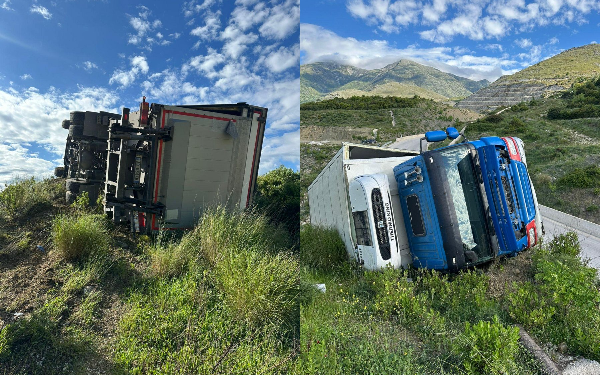 Aksident në aksin Skërficë – Sarandë, përmbyset kamioni