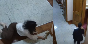 VIDEO/ Momenti kur Shehaj merr marrëveshjen me SHBA-në, sekretarja rrëzohet në shkallë
