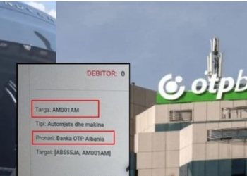 Zbrazën karikatorin në drejtim të hotelit në Radhimë, automjeti i autorëve në pronësi të OTP-Bank