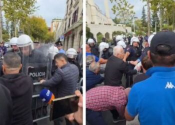 Përplasje mes qytetarëve dhe policisë pranë Kuvendit, policia u hedh spraj lotsjellës