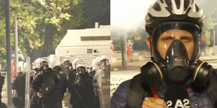 Gazetari goditet me plumb gome gjatë protestës në Tiranë