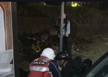 U godit barbarisht nga efektivi i policisë, një person i shtrirë në tokë