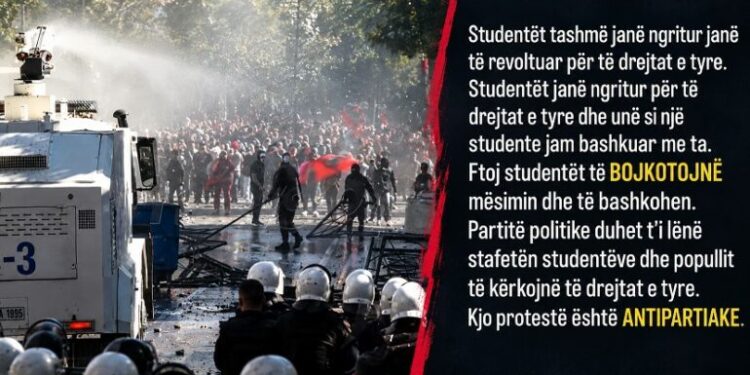 Mesazhi i studentëve në ditën e dytë të revoltës para Ministrisë së Arsimit: Politika të rrijë larg