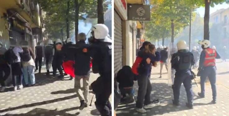 Polici i FNSH spërkat pa arsye me spraj lotsjellës vajzat që po qëndronin në anë të rrugës